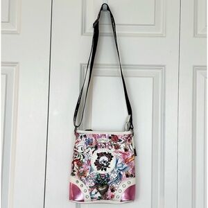 ED HARDY Skull Crystal Studded Crossbody Handbag